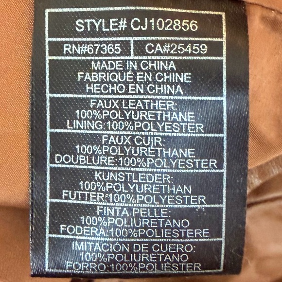 Cupcakes and Cashmere Tan Faux Leather Moto Jacket S - Picture 10 of 12